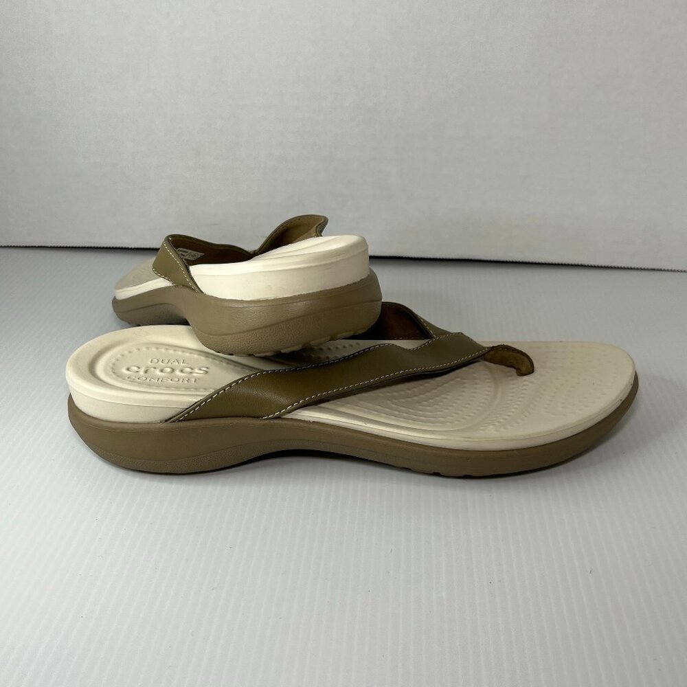 Crocs Capri V Womens Thong Flip Flops Sandals Size 8 Shoes Brown Comfort NWOT